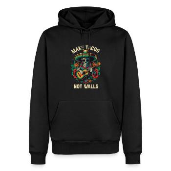 Faire des tacos pas des murs Mangeur de tacos Nourriture mexicaine Foodi - Sweat à capuche Premium bio Homme - noir - Devant - Nico (187cm)