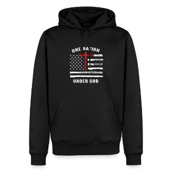 Christian Faith Family Vintage USA Flag - Men’s Premium Organic Hoodie - black - Front - Nico (187cm)
