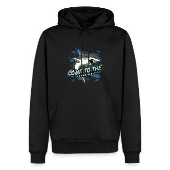 Venez du côté des requins - Sweat à capuche Premium bio Homme - noir - Devant - Nico (187cm)