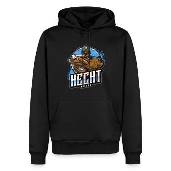 Canne à pêche à la ligne - Sweat à capuche Premium bio Homme - noir - Devant - Nico (187cm)
