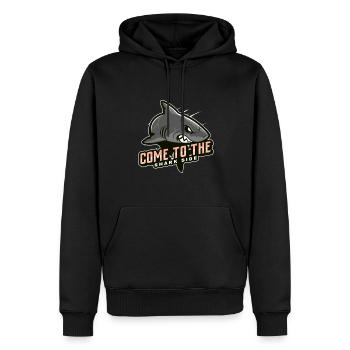 Venez du côté des requins - Sweat à capuche Premium bio Homme - noir - Devant - Nico (187cm)