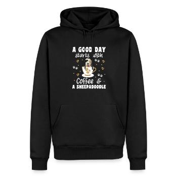 Sheepadoodle Doodle Dog - Men’s Premium Organic Hoodie - black - Front - Nico (187cm)