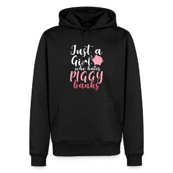 Just A Girl Who Hates Piggy Banks - Männer Premium Bio Hoodie - Schwarz - Vorne - Nico (187cm)