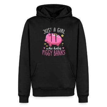 Just A Girl Who Hates Piggy Banks - Männer Premium Bio Hoodie - Schwarz - Vorne - Nico (187cm)