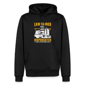 LKW Fahrer Geschenkidee Disponenten - Männer Premium Bio Hoodie - Schwarz - Vorne - Nico (187cm)
