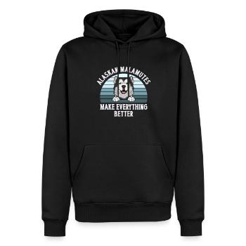 Alaskan Malamute Hund - Männer Premium Bio Hoodie - Schwarz - Vorne - Nico (187cm)