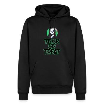 Halloween horreur effrayant dicton - Sweat à capuche Premium bio Homme - noir - Devant - Nico (187cm)