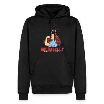 Rockabilly Rocknroll Musique Rock Hardrock - Sweat à capuche Premium bio Homme - noir - Devant - Nico (187cm)