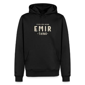 Emir Personalized Name - Men’s Premium Organic Hoodie - black - Front - Nico (187cm)