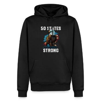 50 States Strong American Bald Eagle America 4th - Männer Premium Bio Hoodie - Schwarz - Vorne - Nico (187cm)