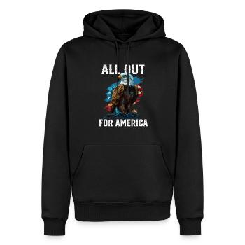 All Out for America American Bald Eagle America - Männer Premium Bio Hoodie - Schwarz - Vorne - Nico (187cm)