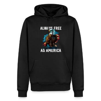 Always Free as America American Bald Eagle USA - Männer Premium Bio Hoodie - Schwarz - Vorne - Nico (187cm)