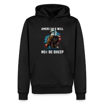 Les Américains ne seront pas des moutons patriotisme 4ème - Sweat à capuche Premium bio Homme - noir - Devant - Nico (187cm)