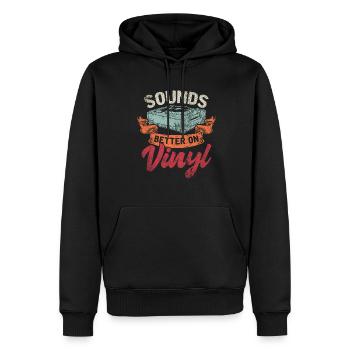 Sounds Better On Vinyl Record - Men’s Premium Organic Hoodie - black - Front - Nico (187cm)