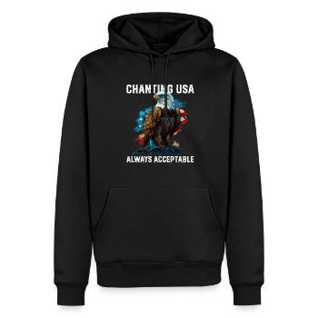 Chanting USA Always Acceptable 4th Of July - Men’s Premium Organic Hoodie - black - Front - Nico (187cm)