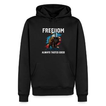 La liberté a toujours bon goût au patriotisme patriotique - Sweat à capuche Premium bio Homme - noir - Devant - Nico (187cm)