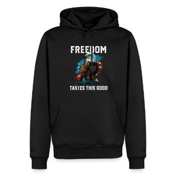 Freedom Tastes This Good Patriotic Patriotism - Männer Premium Bio Hoodie - Schwarz - Vorne - Nico (187cm)
