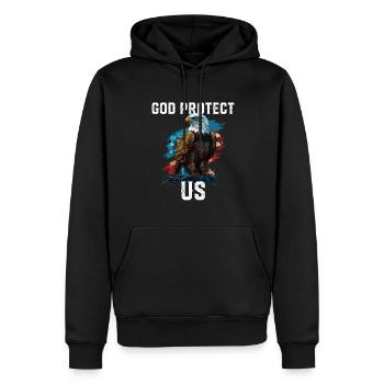 God Protect US American Bald Eagle Christian 4th - Männer Premium Bio Hoodie - Schwarz - Vorne - Nico (187cm)