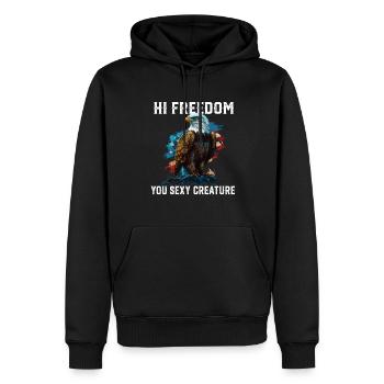 Hi Freedom You Sexy Creature American Bald Eagle - Männer Premium Bio Hoodie - Schwarz - Vorne - Nico (187cm)