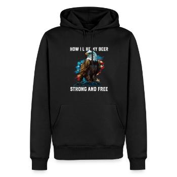 Comment j’aime ma bière forte et alcoolisée gratuite - Sweat à capuche Premium bio Homme - noir - Devant - Nico (187cm)