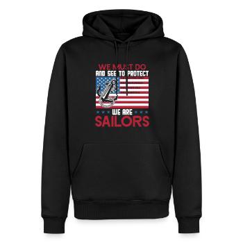 Sailor We Are Sailors - Men’s Premium Organic Hoodie - black - Front - Nico (187cm)