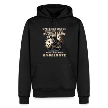 Canne à pêche à la ligne - Sweat à capuche Premium bio Homme - noir - Devant - Nico (187cm)