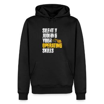 Opérateur de machines de construction Conducteur de pelle Conducteur de pelle Ouvriers de la construction - Sweat à capuche Premium bio Homme - noir - Devant - Nico (187cm)