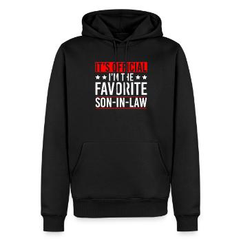 Son officiel im Le gendre préféré - Sweat à capuche Premium bio Homme - noir - Devant - Nico (187cm)