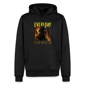 Everyday I Play With Fire Firefighting Fireman - Männer Premium Bio Hoodie - Schwarz - Vorne - Nico (187cm)