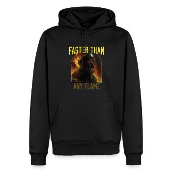 Plus rapide que n’importe quel pompier de flamme - Sweat à capuche Premium bio Homme - noir - Devant - Nico (187cm)