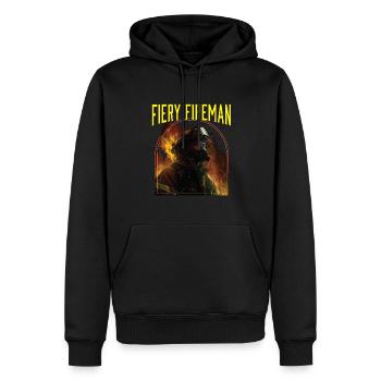 Pompier pompier Pompier Pompier Pompier - Sweat à capuche Premium bio Homme - noir - Devant - Nico (187cm)