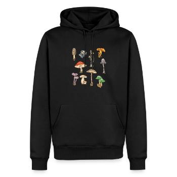 Cueillette de champignons Cueillette de champignons Cueillette de champignons - Sweat à capuche Premium bio Homme - noir - Devant - Nico (187cm)