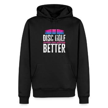 Discgolf Disc Golf Frisbee - Men’s Premium Organic Hoodie - black - Front - Nico (187cm)
