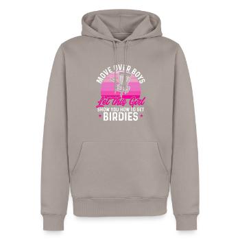 Discgolf Disc Golf Frisbee - Männer Premium Bio Hoodie - Taupe - Vorne - Nico (187cm)