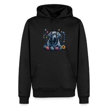 Labrador Retriever Chien Pâques Printemps Labrador - Sweat à capuche Premium bio Homme - noir - Devant - Nico (187cm)