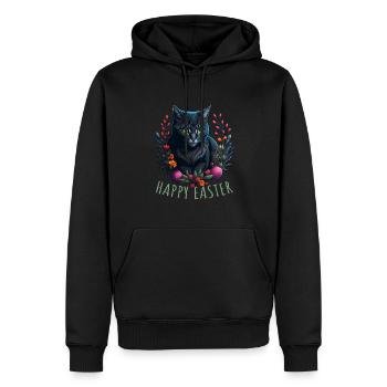 chat mignon à Pâques et au printemps Happy Easter - Sweat à capuche Premium bio Homme - noir - Devant - Nico (187cm)