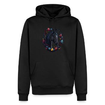 Reiten mit süßes Pferd an Ostern & Frühling Pferd - Männer Premium Bio Hoodie - Schwarz - Vorne - Nico (187cm)