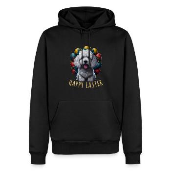 Beau caniche chien Pâques Printemps Happy Easter - Sweat à capuche Premium bio Homme - noir - Devant - Nico (187cm)