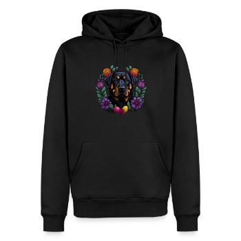 Beau chien Rottweiler Pâques Printemps Rottweiler - Sweat à capuche Premium bio Homme - noir - Devant - Nico (187cm)