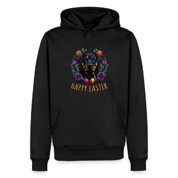 Beau chien Rottweiler Pâques Printemps Happy - Sweat à capuche Premium bio Homme - noir - Devant - Nico (187cm)