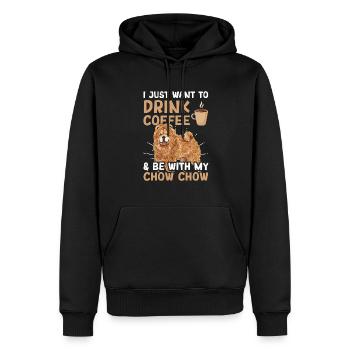 Chow Chow Chien - Sweat à capuche Premium bio Homme - noir - Devant - Nico (187cm)