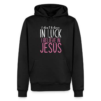 Je ne crois pas à la chance Je crois en Jésus - Sweat à capuche Premium bio Homme - noir - Devant - Nico (187cm)