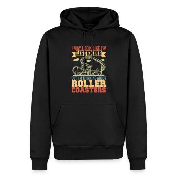 Parc d’attractions Parc à thème Penser à Roller C - Sweat à capuche Premium bio Homme - noir - Devant - Nico (187cm)