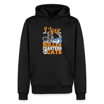 J’adore les montagnes russes et les chats Parc à thème Amuseme - Sweat à capuche Premium bio Homme - noir - Devant - Nico (187cm)