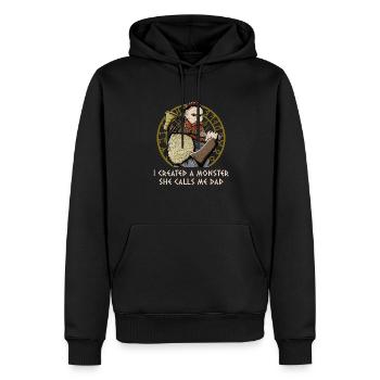 J’ai créé un monstre qu’elle appelle papa drôle - Sweat à capuche Premium bio Homme - noir - Devant - Nico (187cm)