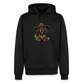 Teckel Cinco de Mayo Fiesta Cactus & Sombrero - Sweat à capuche Premium bio Homme - noir - Devant - Nico (187cm)
