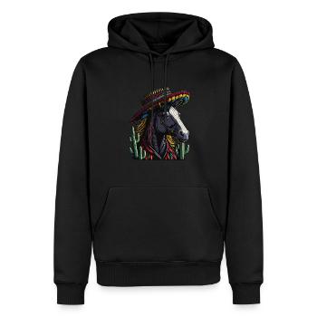 Cinco de Mayo Horse à la mexicaine avec Sombrero - Sweat à capuche Premium bio Homme - noir - Devant - Nico (187cm)