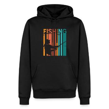 Vintage Angler Retro Angeln Fischer Angel - Männer Premium Bio Hoodie - Schwarz - Vorne - Nico (187cm)