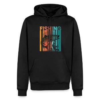 Vintage Angler Retro Angeln Fischer Angel - Männer Premium Bio Hoodie - Schwarz - Vorne - Nico (187cm)
