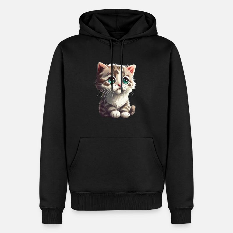 Katze Kätzchen Geschenk - Männer Premium Bio Hoodie - Schwarz